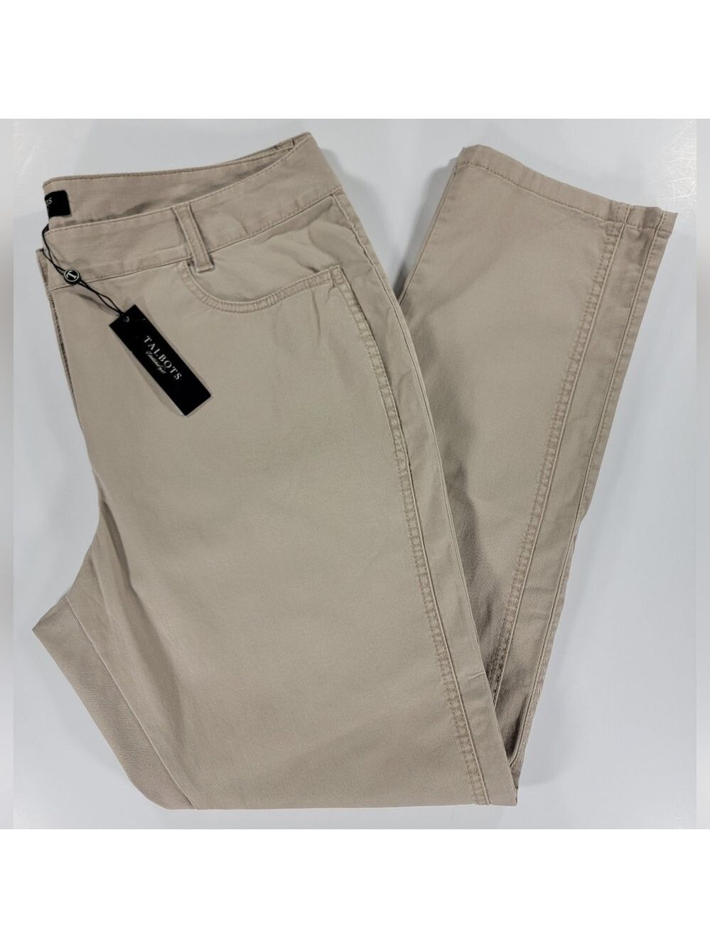NEW Talbots Pants Women's 18W X 32L Chino Khaki Pants Beige Straight Stretch NWT